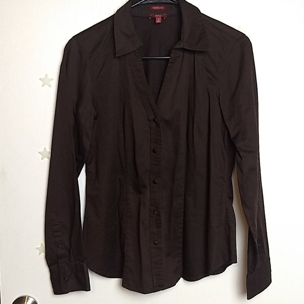 Dark brown v-neck blouse